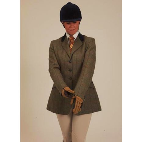 Ladies Tweed Riding Jacket with Velvet Trim